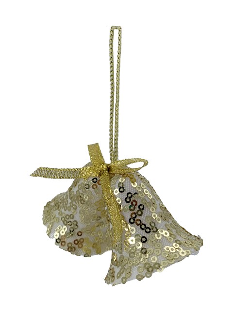 Christmas Hanging Bells w/ Sequins Gold 2Pcs/Pk