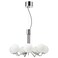 Chandelier 7-Armed Chrome-Plated Opal White Glass