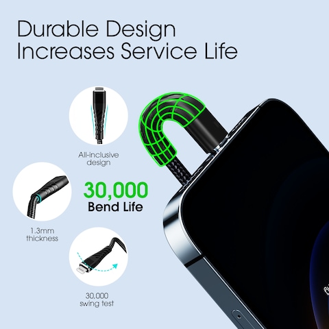 Type-C To Lightning Cable With 2m Length 20W Fast Charging Cable and Data Sync &amp; Transfer 480mbps