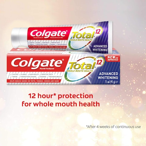 Colgate Total 12 Hour Protection Advanced Whitening Toothpaste 75ml