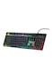 Porodo Lucid Gaming Keyboard With 15 Rainbow Lighting Modes, 19 Anti-Ghosting Keys, 104 Keys US + Arabic, 1.5m Cable Length, Breathing Mode, USB Plug &amp; Play - Transparent/Black