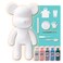 DIY CREATE YOUR OWN UNIQUE ACRYLIC FLUID POURING PAINT MONEY SAVING BEAR (13 inch - 33 cm) COMPLETE SET, Colors: White, Light-Pink, Silver, Light-Blue, Blue-Green, Fun Creative Gift
