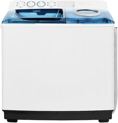 Super General 12 Kg Twin-Tub Semi-Automatic Washing Machine, White/Blue, Efficient Top-Load Washer With Lint Filter, Spin-Dry, Sgw-125, 95 X 58 X 103.5 cm, 1 Year Warranty