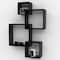Wooden Twist Rafuf Intersecting Floating Wall Shelves with 4 Shelves Black