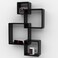 Wooden Twist Rafuf Intersecting Floating Wall Shelves with 4 Shelves Black