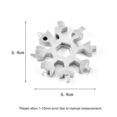 KKmoon-18 in 1 Snowflake Shaped Stainless Steel Multi-purpose Tool Card Compact Portable Multi-functional Screwdriver with Keychain