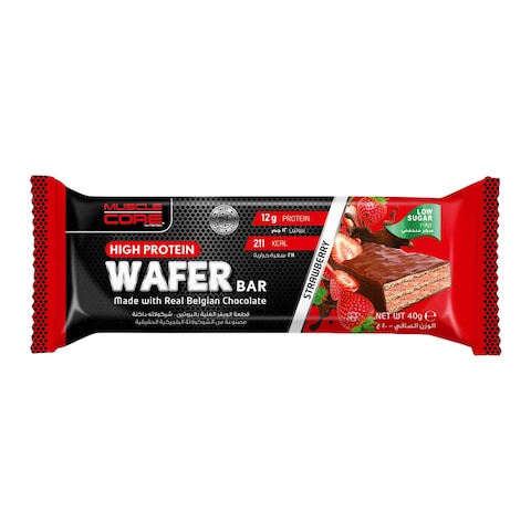 Muscle Core Nutrition Strawberry Flavour High Protein Wafer Bar 40g