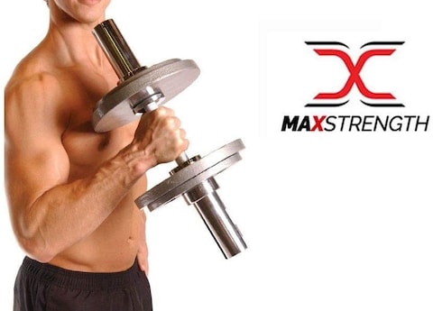 Max Strength Chrome Olympic Dumbbell Bar Gym Workout Weightlifting Bars Dumbell 1 Pair With Spring Locks