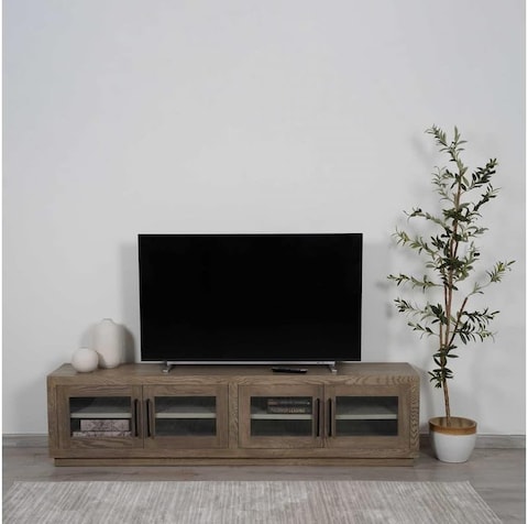 PAN Home Northfield TV Unit Upto 80 Inches Solid Wood - Grey &amp; Natural
