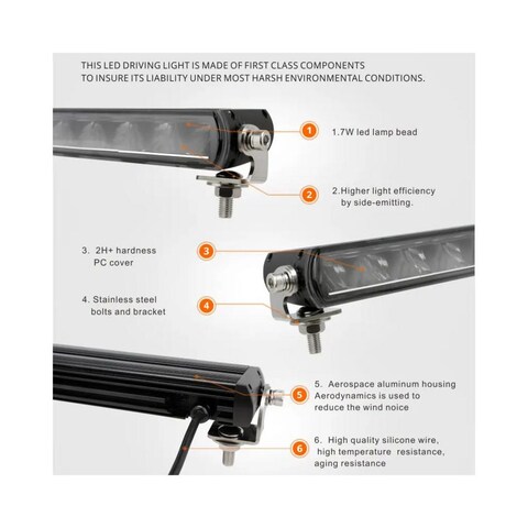 56W 12 Inches Light Bar Spotlight, 5600Lm Lumens, Aluminum Housing Material, Applicable on Roof, Bonnet, Bumper