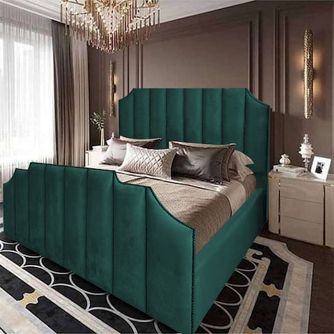إن هاوس تاج هيكل سرير منجد بالمخمل - نفرين - 200×200 سم - أخضر غامق
