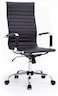 Karnak Modern Executive Office Chair High-Back Faux Leather Premium Quality 360 Swivel Desk Chair Stainless Steel &amp; Adjustable Height, Lumber Support (Black)