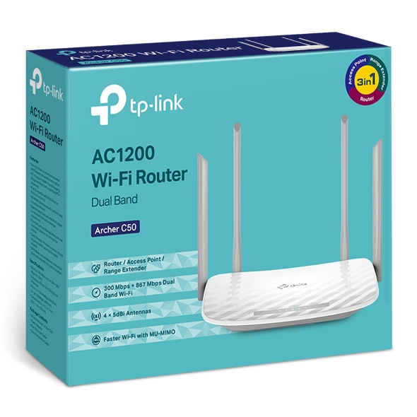 TP-Link AC1200 Dual Band Wi-Fi Router Archer C50 , Strong and Far-Reaching Wi-Fi