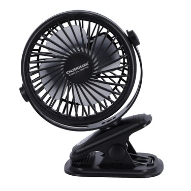 Olsenmark Rechargeable Fan With Light - Clip Fan - 3.7V, 1200Mah Lithium Battery - Usb Charging - 4*0.2W Hi Power Led Light - Portable, Lightweight