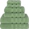 Towel Set Luxury Hotel Quality 600 GSM 100% Genuine Combed Cotton, Super Soft &amp; Absorbent Family Bath Towels 6 Piece Set - 2 Bath Towels, 2 Hand Towels, 2 Washcloths - Sage Green