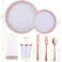 Aiwanto 175Pcs Disposable Dinner Set Dinnerware Set Rose Gold Lace Design Plate Spoon Set for Birthday Anniversary Christmas Party Accessories