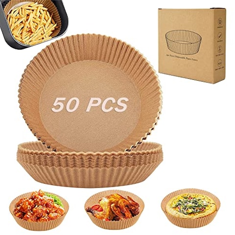 Generic Air Fryer Disposable Paper Liner, 50Pcs Non-Stick Air Fryer Parchment Paper Liners, Round Baking Paper For Air Fryer Oven Roasting Microwave, Parchment For Baking, Water-Proof, Oil-Proof (50)