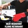 Homwe Homwe Extra Long Professional Silicone Oven Mitt, Oven Mitts With Quilted Liner, Heat Resistant Pot Holders, Flexible Oven Gloves, Red, 1 Pair, 14.7 Inch