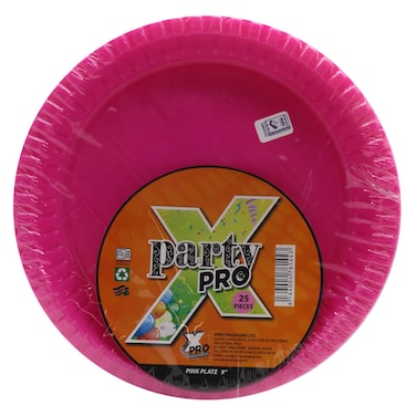 Xpro Plain Round Plate Pink 9 Inch 25 Pieces