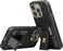 Levelo Morphix Gripstand Case For iPhone 15 Pro: Multi-Positioning, Cardholder, Shock-Proof Edges, PU Finish, Built-in Grip (Black)