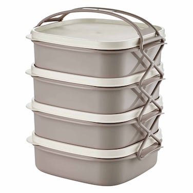 Qlux L-00765 Tetra Lunch Boxes 4 Pieces Grey/White
