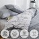 LUNA HOME King size 6 pieces without filler,Reversible Design Grey and White Sakura Duvet cover.