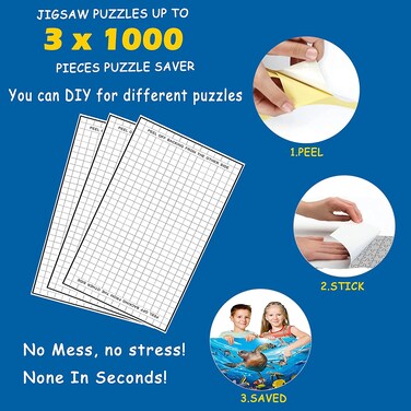 Yu&amp;Ch 20 Sheets Puzzle Saver, Glue And Frame, No Mess Saver Kit For Large Puzzles, Use These To Preserve Your Finished Save Up 3 X 1000 Piece Adults