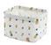 Mini Portable Storage Bin Foldable Storage Bag Moisture Resistant Container Fabric Desk Storage Basket Cosmetic Storage Cool Printed Design(WHITE)