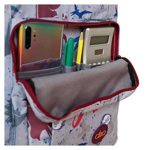 Dea School Backpack - Grey Dinosaur Design