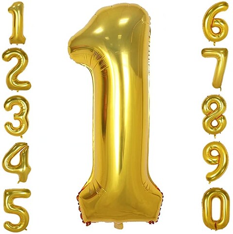 Changzhong - (Number 1, Gold) - 100Cm Big Number Balloons Gold Mylar Foil Large Number 1 Giant Helium Balloon Birthday Party Decoration