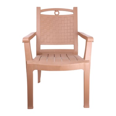 "كرسي بلاستيك بذراعين من إي اتش - بيج "