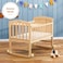 Teknum - 7 in 1 Convertible Kids Bed &amp; Bedside Crib w / Mattress, Mosquito net &amp; Detachable Wheels(0 - 12yrs) - Natural Wood