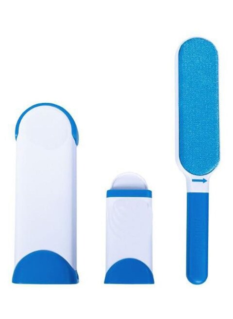 Generic Double Sided Reusable Pet Fur Remover With Self-Cleaning Base Blue/White