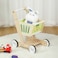 Wooden Shopping Cart Pretend Play with Baby Walker - Multicolor