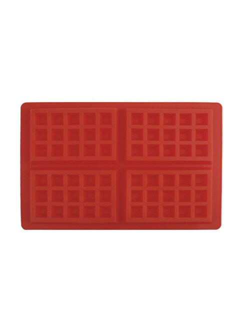 Generic 4-Cavity Waffle Silicone Cake Pan Mould Red 27Centimeter