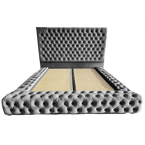 إن هاوس فالينسا هيكل سرير منجد بالمخمل - نفر ونص - 200×140 سم - رمادي
