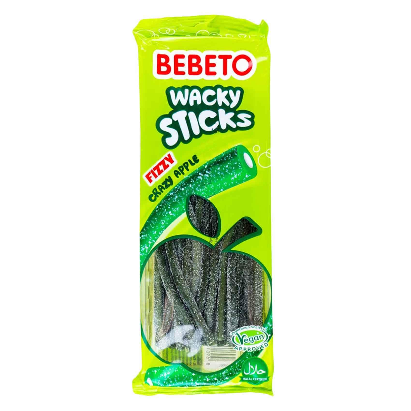BEBETO WACKY STICKS FIZZY APPLE 180GR