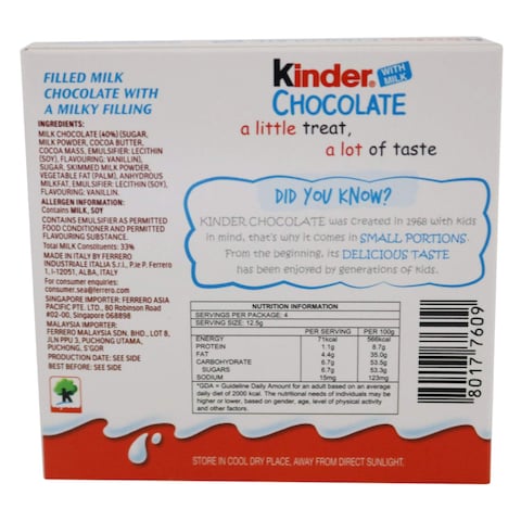 Kinder Chocolate 50G 4 Pieces