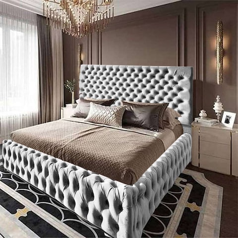 إن هاوس فالينسا هيكل سرير منجد بالمخمل - نفر - 200×120 سم - أبيض