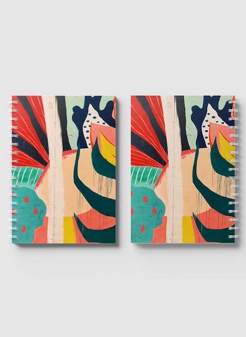 Lowha Spiral Notebook With 60 Sheets And Hard Paper Covers With Mixed Hand Paint Design, For Jotting Notes And Reminders, For Work, University, School