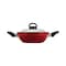 Prestige Classique Flat Bottom Wok Kadai With Lid Red 28cm