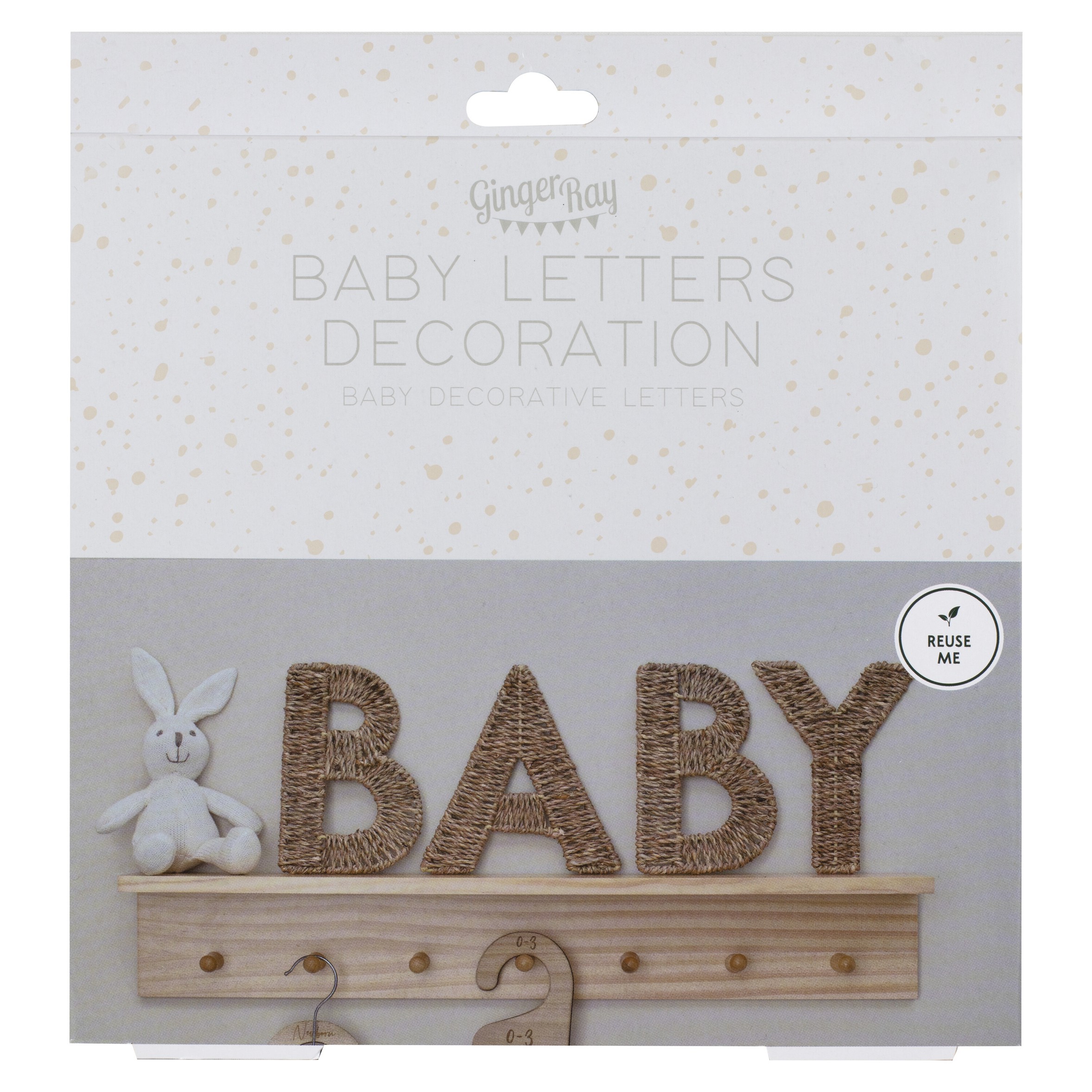 Hello Baby Wicker Baby Sign Nursery Decoration Pack of 4