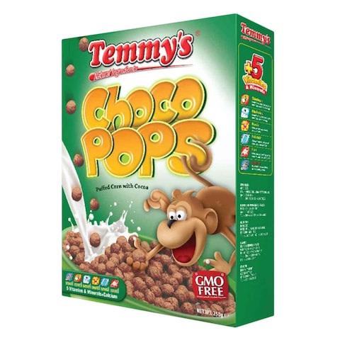 Temmy&#39;s Choco Pops Cereal box - 250 grams