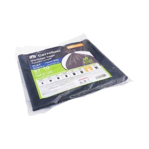 Carrefour 67 Gallon Flat Heavy Duty XXL Black 10 Garbage Bags