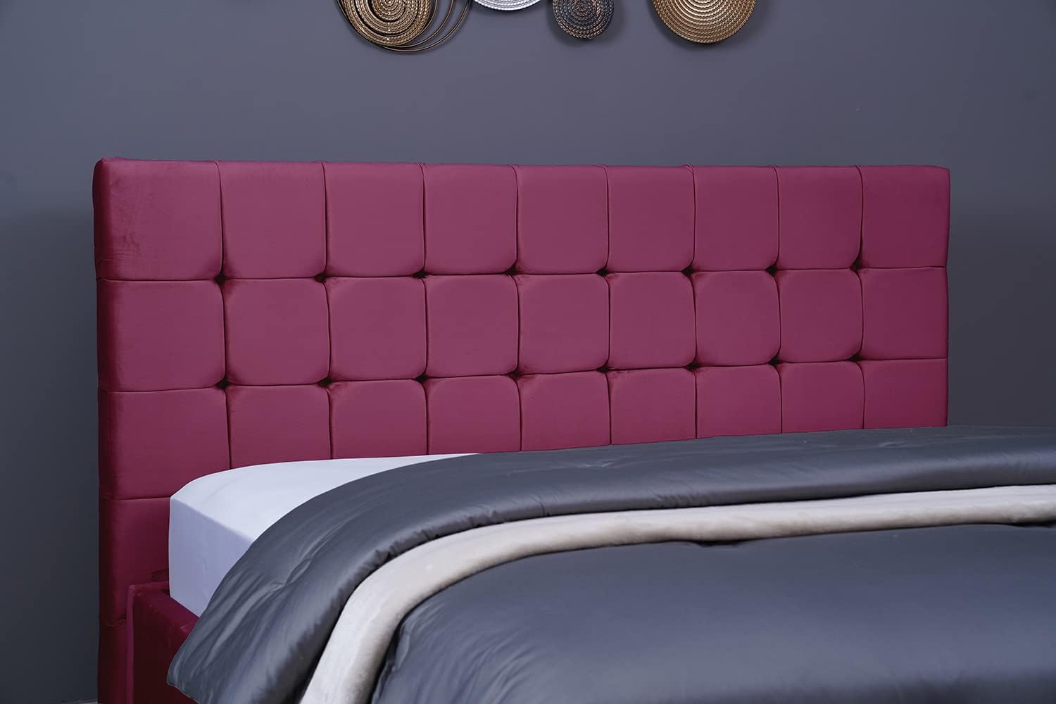 PAN Home Home Furnishings Hermonia Headboard Velvet Pink L-180: H-125cm 180x125 Pink