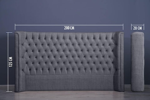 PAN Home Home Furnishings Neptune Headboard Chanell-200: H-125cm 200x125 Grey