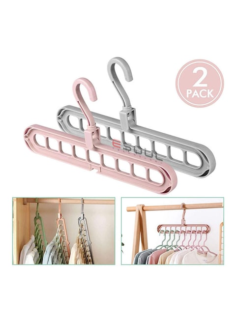 Generic 2-Piece Multi-Purpose Hangers Pink/Green 13.7 x 5 x 1.6inch