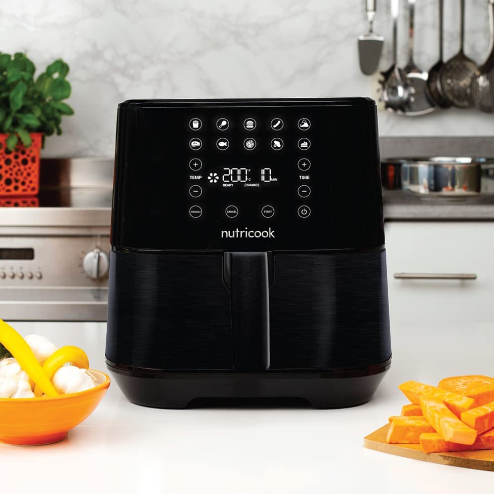 Nutricook Air Fryer 2, 1700 Watts, Digital Control Panel Display, 10 Preset Programs With Built-In Preheat Function, 5.5 Liter Black, 2 Years Warranty, Af205K