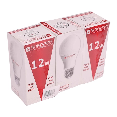 Elsewedy LED Lamp - 12 Watt - Cool day Light - 3Pieces