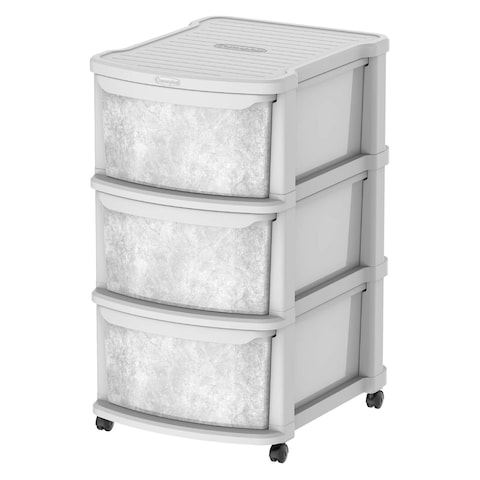 Cosmoplast Ceramic 3 Tiers Multipurpose Storage Cabinet With Wheels Grey